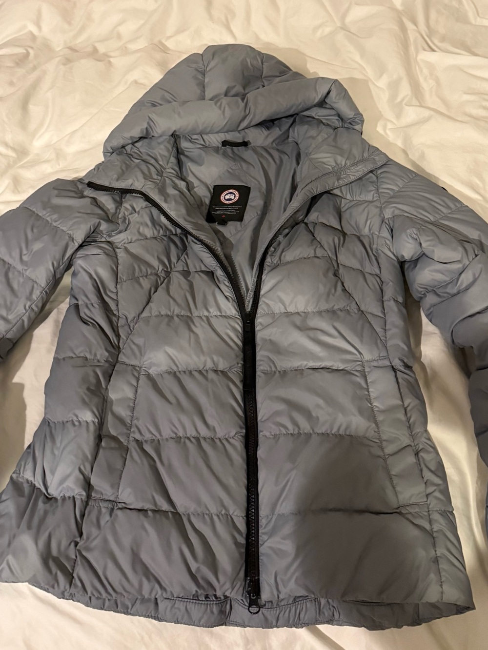 Canada Goose Abbott Hood Quilted Women's Hooded Puffer Jacket- Light Ozone Blue